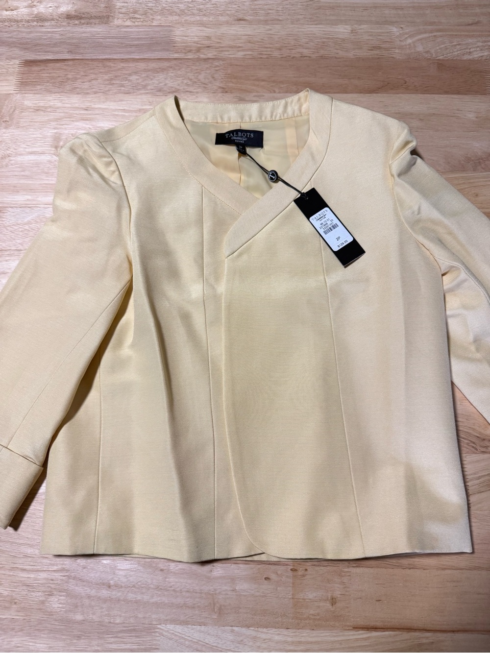 Talbots Women’s Petite Size 2 NWT Butter Yellow Open Front Blazer
